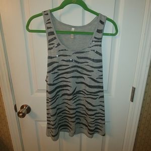 Zebra print sequin tank top